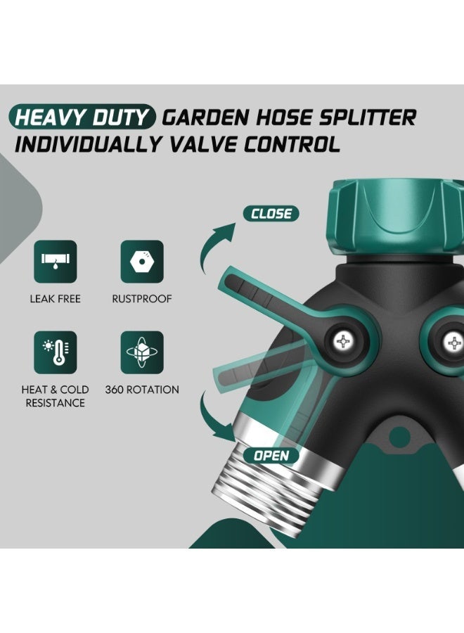 OSHIMA Hose Splitter 2 Way, 2 Way Garden Hose Splitter, Water Spigot Splitter for Heavy Duty Metal Outdoor 3/4 Inch Faucet Y Connector, with 3 Leakproof Washers & 1 tape - Image 5